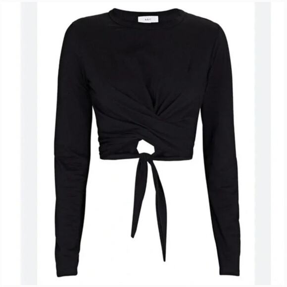 A.L.C Juliette Long Sleve Top Criss Cross Wrap Front Size Small Black Ballet - Picture 1 of 7